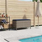 vidaXL Tuinvoetenbank Grijs en Marineblauw 80 x 38 x 42 cm PE Rattan