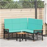vidaXL Tuin ligbankset Zwart en Turquoise 164 x 164 x 112 cm