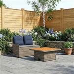 vidaXL Tuin Armsteun Sofa met Opklaptafel 2 Stuk Grijs en Marineblauw