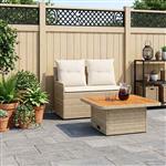 vidaXL Tuin Armsteun Sofa met Opklaptafel 2 Stuk Beige en Crème
