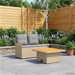 vidaXL Tuin Armsteun Sofa met Opklaptafel 2 Stuk Beige en Licht Grijs