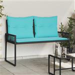 vidaXL Tuinbank met kussen 4 pcs Zwart en Turquoise poly rattan