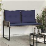 vidaXL Tuinbank met kussen 4 pcs Grijs en Marineblauw poly rattan