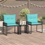 vidaXL Buitenmeubelset met kussen 7 pcs Zwart en Turquoise poly rattan