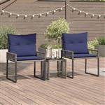 vidaXL Buitenmeubelset 7 pcs Grijs en Marineblauw poly rattan