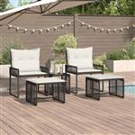 vidaXL Buitenmeubelset 11 pcs Zwart en Cream Wit poly rattan