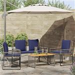 vidaXL Buitenmeubelset 9 pcs Grijs en Marineblauw poly rattan