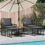 vidaXL Buitenmeubelset 5 pcs Zwart en Donkergrijs Staal en Poly Rattan