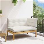 vidaXL Hoekstoffe Licht Acacia en Crème Wit 132 x 92 x 82 cm