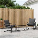 vidaXL Tuinbankenset 3 pcs Zwart en Anthraciet Staal