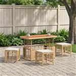 vidaXL Tuin eettafelset 4 pcs Natuur en Wit Poly Riet en Acaciahout