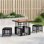 vidaXL Tuin eettafelset 3 pcs Zwart en Grijs Poly Riet en Acaciahout