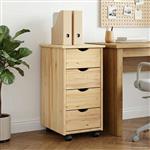 vidaXL Rolling Kast met wiel Bruin 65,5 x 34 x 39 cm Massief Vurenhout