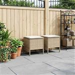 vidaXL Tuinvoetenbank 2 Stuk Beige en Crème 38 x 38 x 45 cm PE Rattan