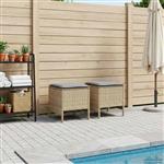 vidaXL Tuinvoetenbank 2 Stuk Beige en Licht Grijs 38 x 38 x 45 cm