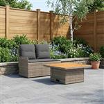 vidaXL Tuin Armsteun Sofa met Opklaptafel 2 Stuk Grijs en Donkergrijs