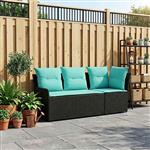 vidaXL Tuinstoel met Armleuning en Hoekbank 2 Stuk Zwart en Turquoise