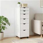 vidaXL Rolling Kast met wiel Wit 34 x 39 x 93,5 cm Massief Vurenhout