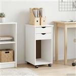 vidaXL Rolling Kast met wiel Wit 34 x 39 x 65,5 cm Massief grenenhout