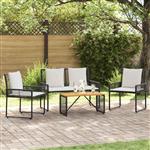 vidaXL Buitenmeubelset met kussen 4 pcs Zwart en Cream Wit