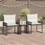 vidaXL Buitenmeubelset met kussen 7 pcs Zwart en Cream Wit poly rattan