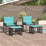 vidaXL Buitenmeubelset 11 pcs Zwart en Turquoise poly rattan