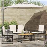 vidaXL Tuinset met kussen 4 stuks Zwart en crème Wit polyrattan