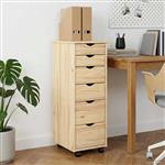 vidaXL Rolling Kast met wiel Bruin 34 x 39 x 93,5 cm Massief Vurenhout