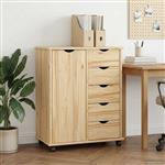 vidaXL Rolling Kast met wiel Bruin 63,5 x 39 x 79 cm Massief Vurenhout