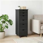 vidaXL Rolling Kast met wiel Zwart 34 x 39 x 93,5 cm Massief Vurenhout