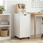 vidaXL Rolling Kast met wiel Wit 34 x 39 x 65,5 cm Massief Vurenhout