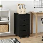 vidaXL Rolling Kast met wiel Zwart 34 x 39 x 65,5 cm Massief Vurenhout