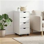 vidaXL Rolling Kast met wiel Wit 34 x 39 x 65,5 cm Massief Vurenhout