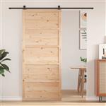 vidaXL Schuifdeur Naturel 90 x 2,5 x 208 cm Massief grenenhout