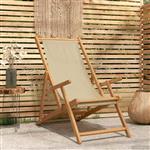 vidaXL Strandstoel Beige Massief Teakhout