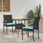 vidaXL Tuinstoelen 2 pcs Zwart en Turquoise Poly rattan en acacia