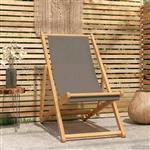 vidaXL Strandstoel Taupe Massief Teakhout