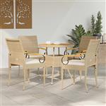 vidaXL Tuinstoelen 4 pcs Beige en Crème Wit Poly rattan en acacia