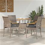 vidaXL Tuinstoelen 4 pcs Grijs en Donkergrijs Poly rattan en acacia