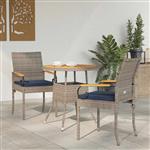 vidaXL Tuinstoelen 2 pcs Grijs en Marineblauw Poly rattan en acacia