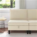 vidaXL Middelse Sofa met Opbergruimte Crèmekleurig Fluweel