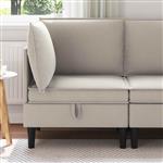 vidaXL Hoeksofa met Opbergruimte Havermout Fluweel