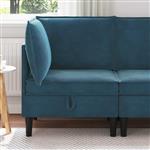 vidaXL Bank met opslag Blauw Fluweel