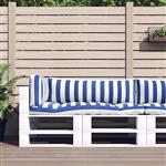 vidaXL Buiten Kussen 3 pcs Blauw en Wit 103 x 58 x 10 cm Stof