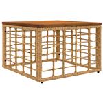 vidaXL Tuinstafel Naturel 55 x 55 x 37 cm PE Rattan en Glas