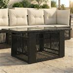 vidaXL Tuinstafel Zwart 100 x 55 x 37 cm PE Rattan en Glas