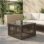 vidaXL Tuinstafel Grijs en zwart 55 x 55 x 37 cm PE Rattan en Glas