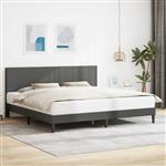 vidaXL Bedframe met hoofdeinde Donkergrijs 200 x 200 cm Katoen Stof