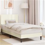 vidaXL Bedframe met hoofdeinde Crèmekleurig 90 x 190 cm Katoen Stof
