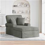 vidaXL Chaise Lounge met Rok met kussen 3 pcs Lichtgrijs Katoen Stof